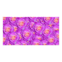 Hot pink roses photo cards