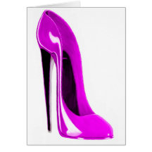 hot pink stiletto shoe greeting card