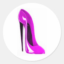 hot pink stiletto shoe round stickers