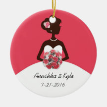 Hot Pink Wedding Gown Bridesmaid Ornament