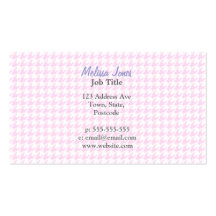 Houndstooth pattern - pastel pink business card template