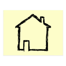 House Sketch. Black and Cream. Post Card