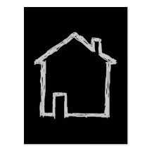 House Sketch. Grey and Black. Post Card