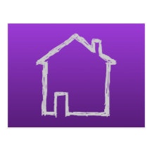 House Sketch. Grey and Purple. Post Card