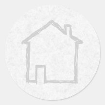 House Sketch. Grey. Round Sticker