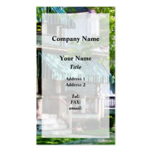 House With Green Striped Awning Business Cards