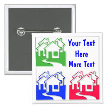 Houses Button Pin