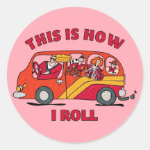 How I Roll Mum Minivan Round Sticker