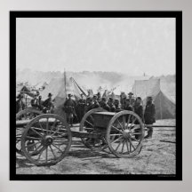 Howitzer Gun and Butterfield's Brigade 1862 Poster