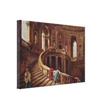 Hubert Robert - Staircase in castle of Caprarola Gallery Wrapped Canvas