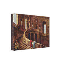 Hubert Robert - Staircase in castle of Caprarola Stretched Canvas Print