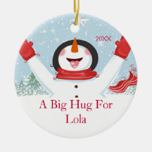 Hug for Lola Christmas Snowman Ornament