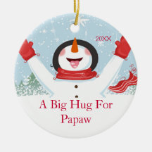 Hug for Papaw  Christmas Snowman Ornament
