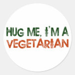 Hug Me I'M A Vegetarian Round Stickers