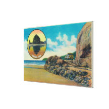 Hug Point at Cannon Beach and Haystack Rock Canvas Print