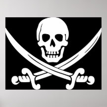 Huge Pirate Poster with white Scull and Swords