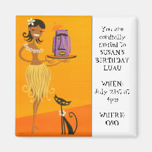 Hula girl and cat 2 fridge magnet