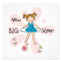 Hula Hoop New Big Sister Personalized Invites