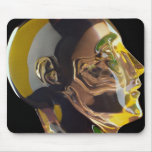 Human skull model in glass mouse pad