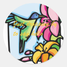 hummingbird round sticker