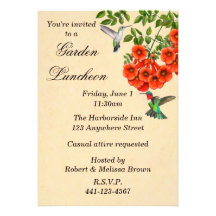 Hummingbirds on Trumpet Vine Custom Invitation