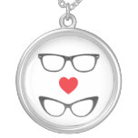 Humourous Geek Love - Heart & Eyeglasses Custom Necklace