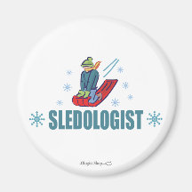 Humourous Snow Sledding Magnet