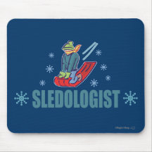 Humourous Snow Sledding Mouse Pads