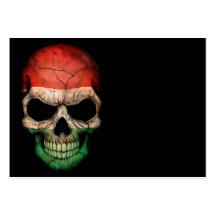 Hungarian Flag Skull on Black Business Card Template