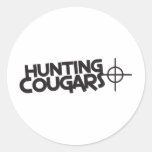hunting cougars with bullseye and target round stickers