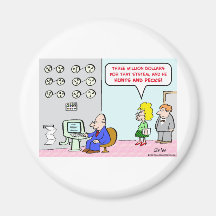hunts and pecks computer fridge magnet