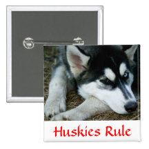 Huskies Rule Siberian Husky  Pin Button