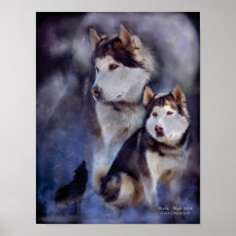 Husky -Night Spirit Art Poster/Print