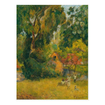 Huts Under the Trees by Paul Gauguin Post Card