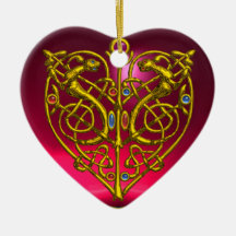 HYPER VALENTINE HEART Red Ruby and Green Emerald Christmas Tree Ornaments