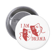 I am drama salmon pinback button