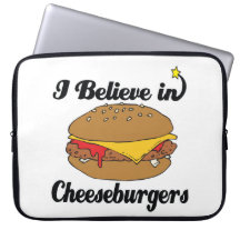 i believe in cheeseburgers laptop sleeve