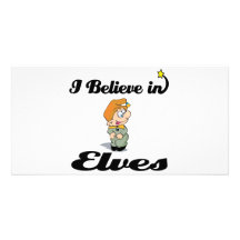 i believe in elves personalized photo card