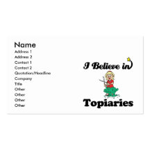 i believe in topiaries business card