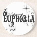 I Demand Euphoria - Black Swirls, Stars, Fireworks Drink Coasters