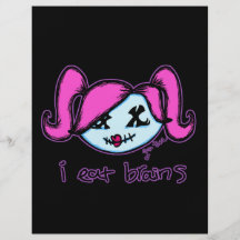 "i eat brains" Cute Zombie (dark background) Flyer