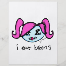 "i eat brains" Cute Zombie Personalized Flyer