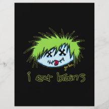 "i eat brains" Dude Zombie (on dark background) Flyers