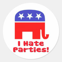 I Hate Parties Round Sticker