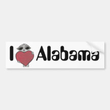 I Heart Alabama Alien Bumper Stickers