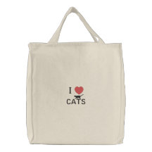 I heart cats embroidered bags