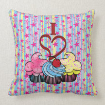 I Heart Cupcakes Pillow