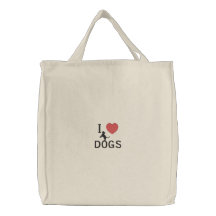 I heart dogs embroidered bag