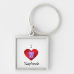 I heart elephants in purple keychain