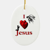 I Heart Jesus with Boy Christmas Tree Ornaments